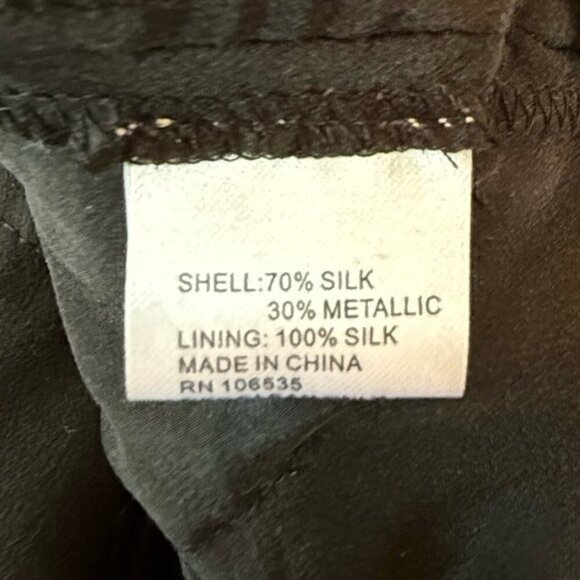 MADISON MARCUS Tiered Ruffled Silk Racerback Top Black Shimmer Size M NEW - Picture 7 of 7